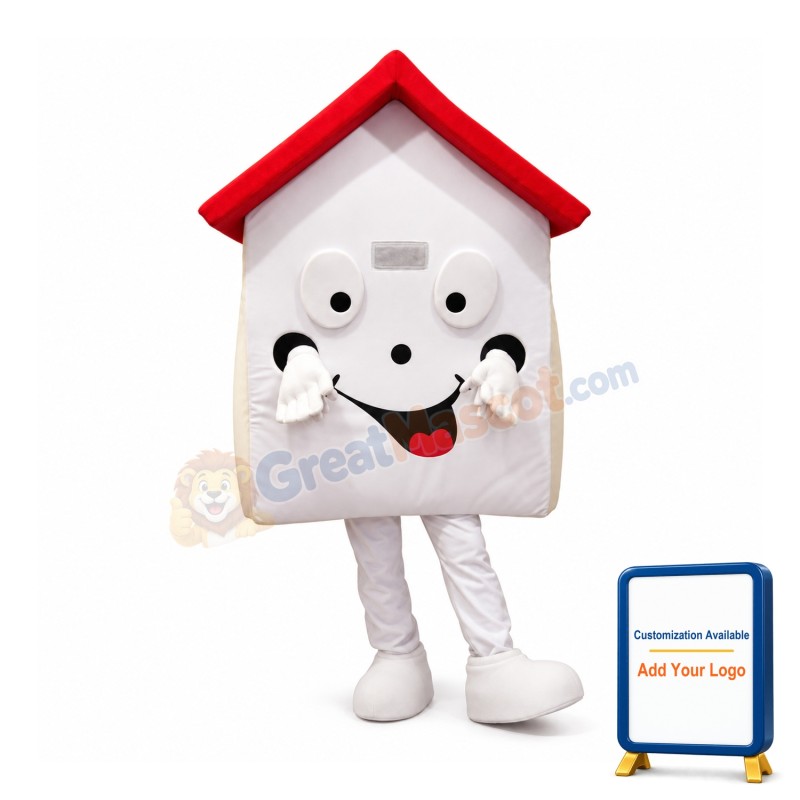 White House With Red Roof Mascot Costume
