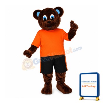 Blue Eyes Dark Brown Bear Mascot Costume