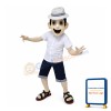 Casual Man With Woven Hat Mascot Costume