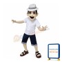 Casual Man With Woven Hat Mascot Costume