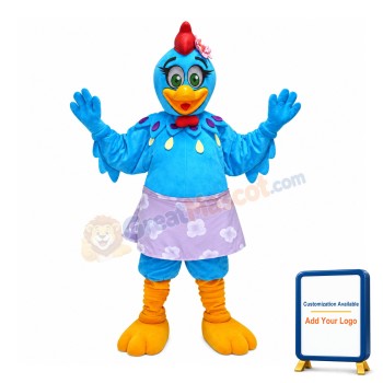 Blue Chicken With Flower Skirt Mascot Costume