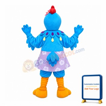Blue Chicken With Flower Skirt Mascot Costume