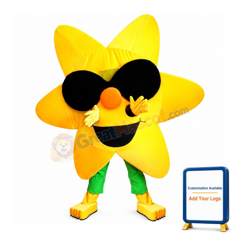 Yellow Star With Sunglasses Mascot Costume