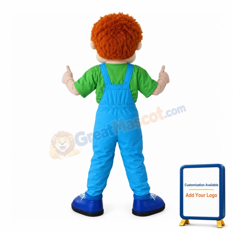 Excited Orange Hair Boy Mascot Costume