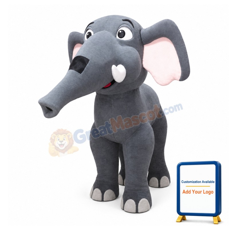 Realistic Clever Adult Elephant Mascot Costume