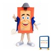 Square Body Doll With Blue Coat Mascot Costume