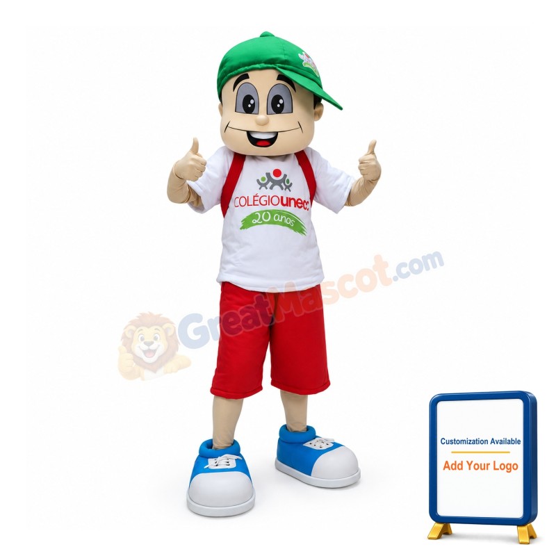 Big Head Boy Mascot Costume For School