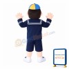 Big Head Fat Child With School Uniform Mascot Costume