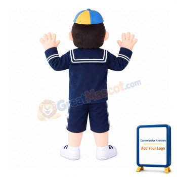 Big Head Fat Child With School Uniform Mascot Costume