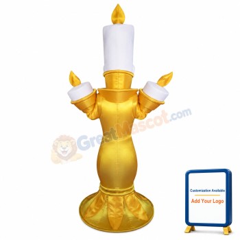 Burning Candle On Golden Candlestick Mascot Costume