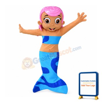 Pink Hair Blue Mermaid Mascot Costume
