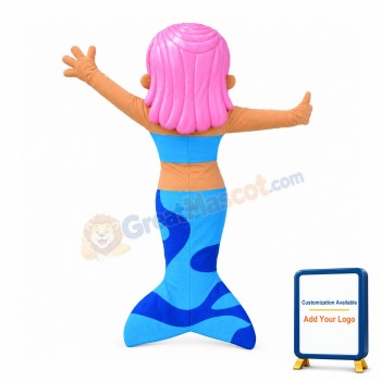 Pink Hair Blue Mermaid Mascot Costume