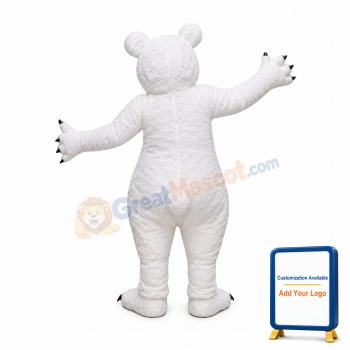 Tall Strong Cartoon White Bear Mascot Costume