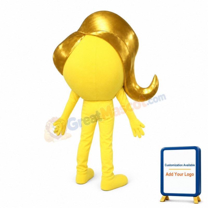 Gold Hair Round Doll Mascot Costume