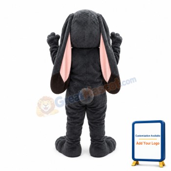 Grey Long Fur Lop Eears Rabbit Mascot Costume