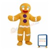Bright Yellow Gingerbread Man Mascot Costume