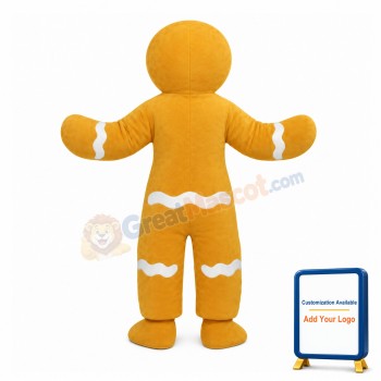 Bright Yellow Gingerbread Man Mascot Costume