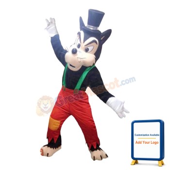 Black Wolf With Red Patch Pants Mascot Costume