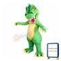 With Sharp Tooth Green Dinosaur Mascot Costume