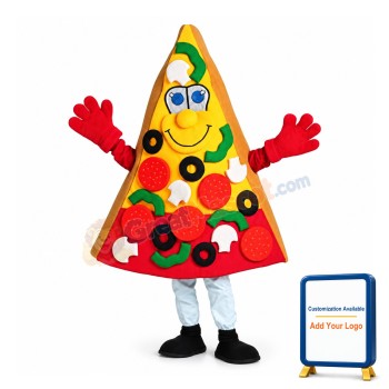 Cartoon Black Pepper Sausage Pizza Piece Mascot Costume