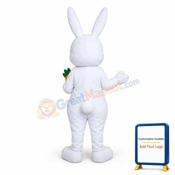 Slim Tall White Rabbit Carrying Carrot Mascot Costume