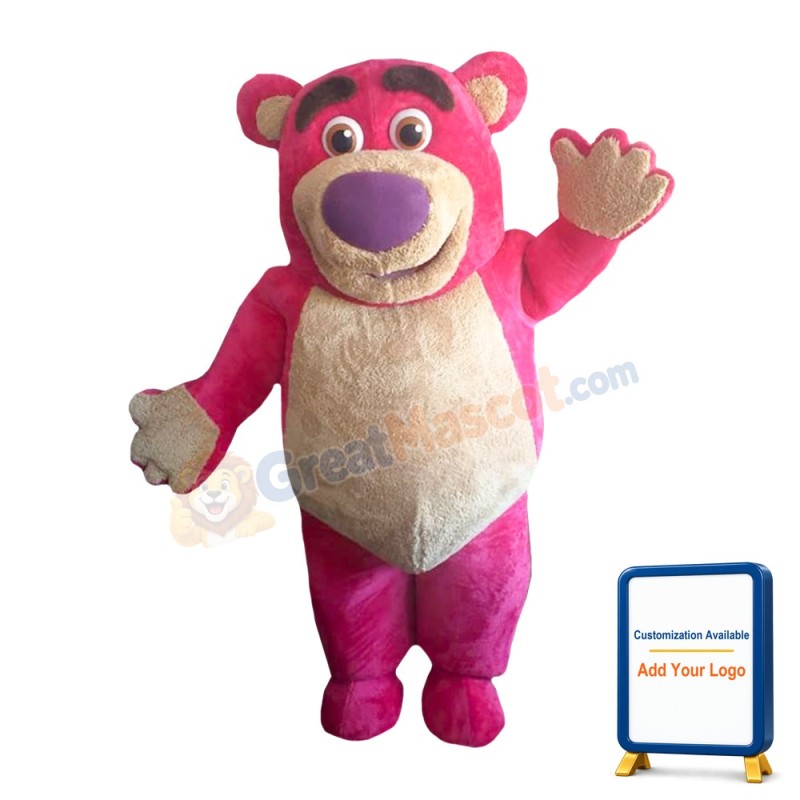 Purple Nose Fat Pink Bear Mascot Costume