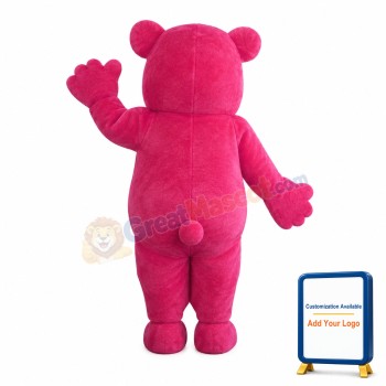 Purple Nose Fat Pink Bear Mascot Costume