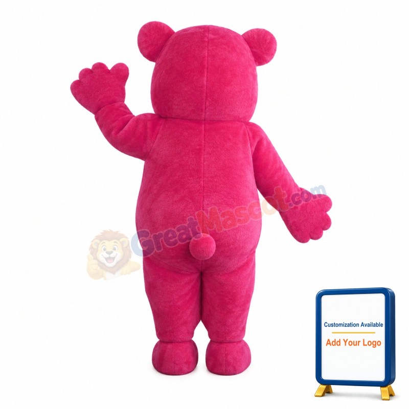 Purple Nose Fat Pink Bear Mascot Costume
