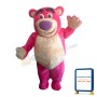 Purple Nose Fat Pink Bear Mascot Costume