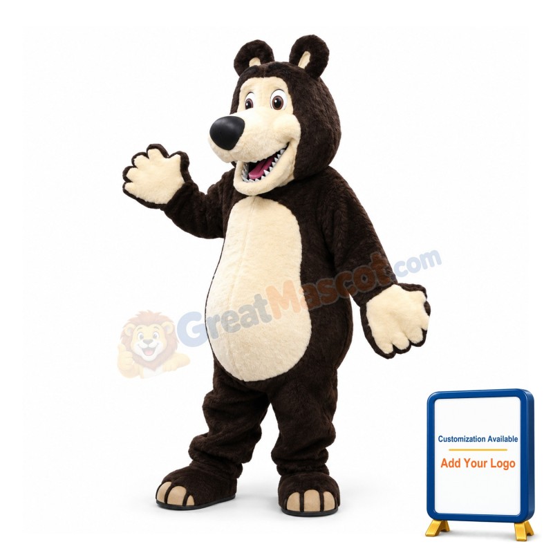 Sturdy Brown & White Bear Mascot Costume