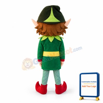 Funny Cartoon Elf With Green Set Mascot Costume
