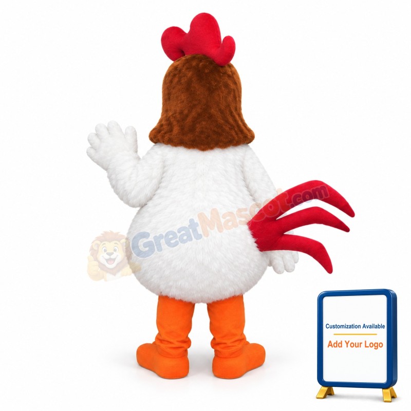 Crowing Fat White Chicken Mascot Costume