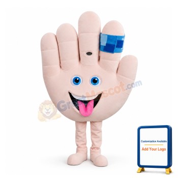 Big White Palm With Blue Bandage Mascot Costume