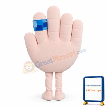 Big White Palm With Blue Bandage Mascot Costume