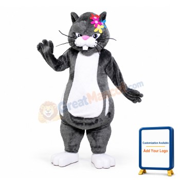 Black Rabbit With Colorful Flowers Mascot Costume