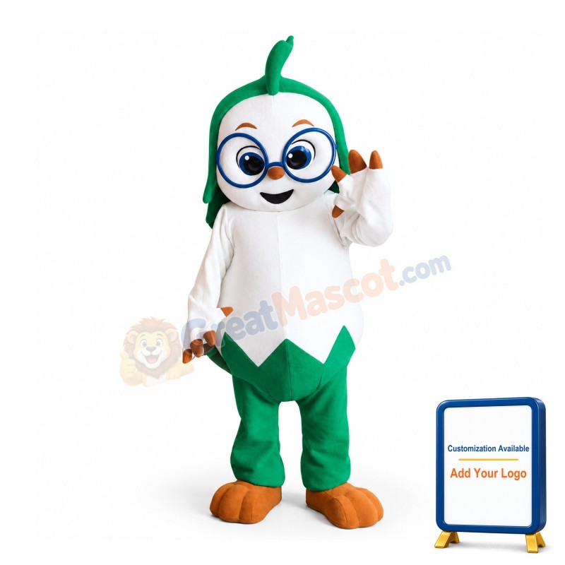 Cartoon Green & White Doll Mascot Costume