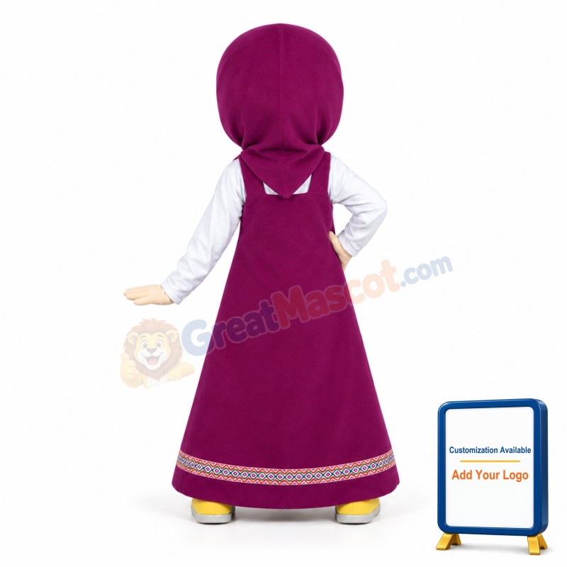Farm Female Worker With Purple Dress Mascot Costume