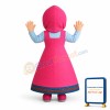 Female Worker In Pink Apron Mascot Costume
