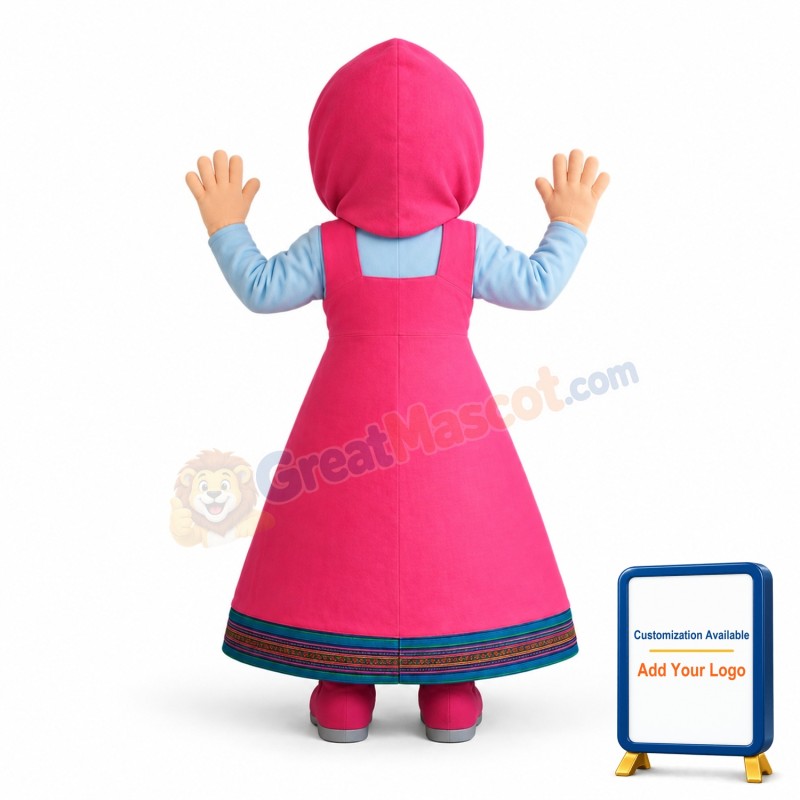 Female Worker In Pink Apron Mascot Costume