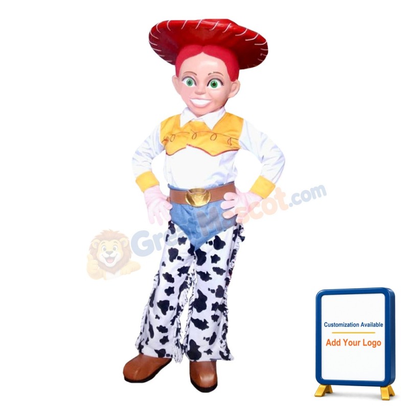 Hard-working Milkmaid With Red Hat Mascot Costume
