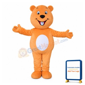 Cute Cartoon Orange Bear Mascot Costume For Adult