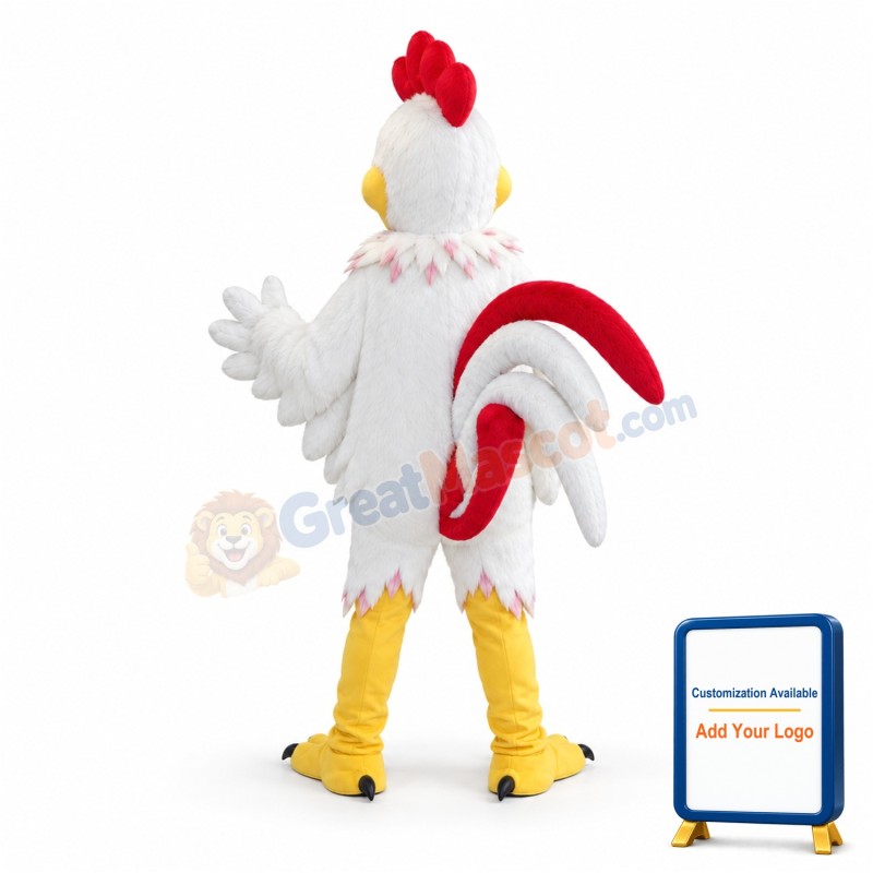 White Rooster Mascot Costume Adult Animal Costume