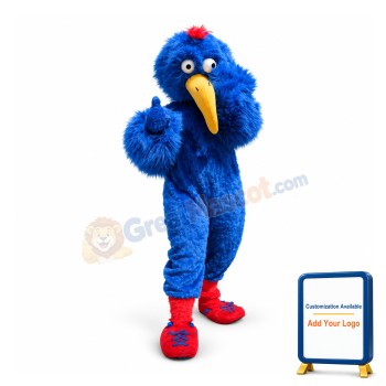 Racing Blue Ibis Bird Long Fur Mascot Costume