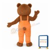Teddy Bear In Orange Overalls Mascot Adult Costume