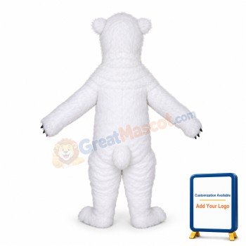 Howling Polar Bear Long Fur Mascot Adult Costume