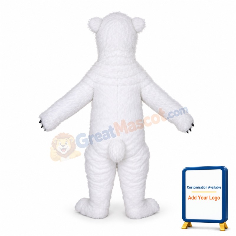 Howling Polar Bear Long Fur Mascot Adult Costume