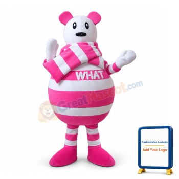 Cartoon Pink Striped Bear Lightweight Mascot Costume For Adult