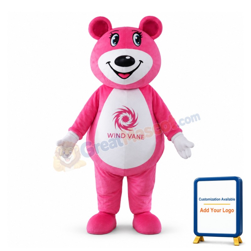 Cute Cartoon Pink Bear Lightweight Mascot Costume For Adult