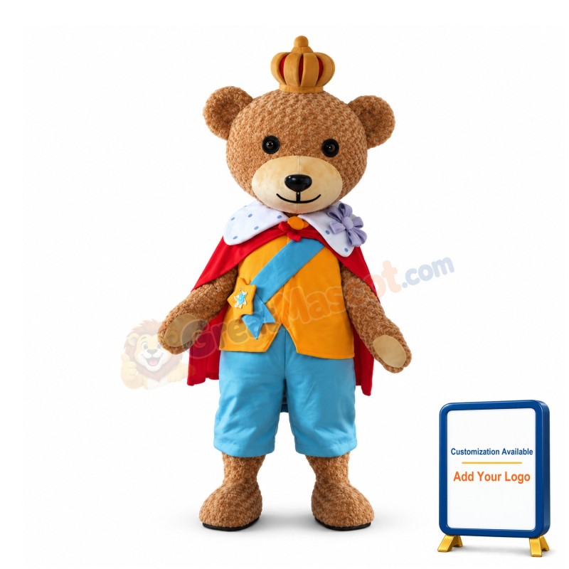 King Teddy Bear Mascot Adult Costume