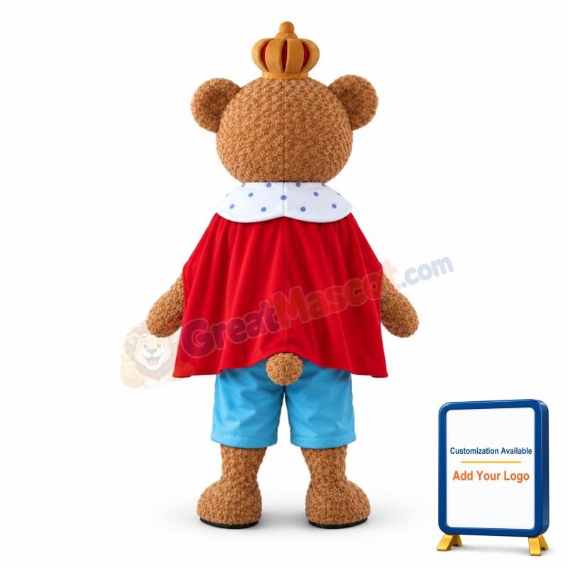 King Teddy Bear Mascot Adult Costume